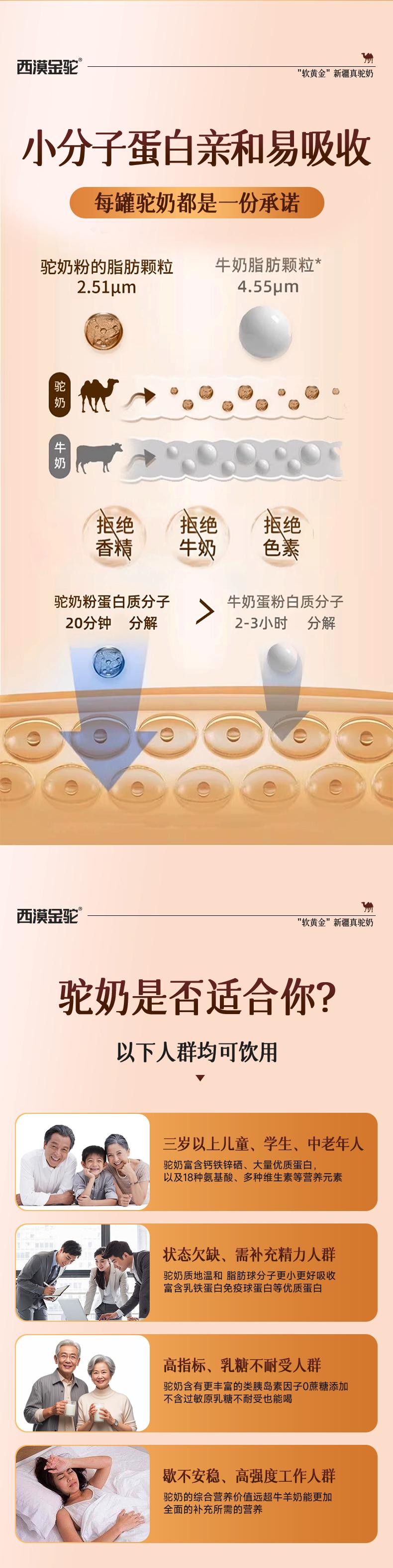 西漠金驼富硒初乳配方驼乳粉 — 适合人群与产品信息